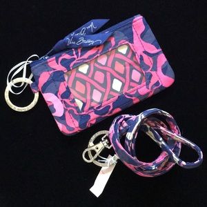 Vera Bradley Lanyard Zip ID Case Katalina Pink